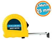 Şerit Metre Metal Bükülebilir 5 metre En 25 mm Düğmeli Ölçüm Ölçme Plastik Kasalı Yüksek Kalite - 1