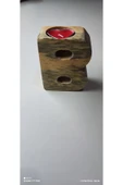 ’’ B ’’ Harfli Ahşap Mumluk + 1 Adet Tealight Mum !!! - 2