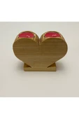 Kalp Desenli 2 ’li Ahşap Mumluk + 2 Adet Tealight Mum !!! - 1