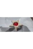 Yıldız Desenli Ahşap Mumluk + 1 Adet Tealight Mum !!! - 1