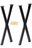 Metal Masa Ayağı - ’’ X ’’ Desenli / 1 Çift (2 Adet) / 60x6x70(h) - 1
