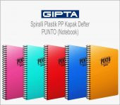 GIPTA PUNTO 120 YAPRAK KARELİ A4 SİPRALLİ PLASTİK KAPAT - 1