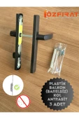 EVA PLAST Pvc Pimapen Plastik Kapı Kolu / Balkon Plastik Kapı Kolu / Antrasit 3 Adet - 1