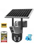 Urfakent Çift Kameralı Hareket Takipli 4G Sim Kartlı Solar Kamera 6MP Dual Lens+Hafıza Kartı Dahildir - 4