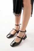 ST-003 Siyah Rugan Günlük 4 cm Topuklu Bayan Ayakkabı - 2