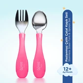 Paslanmz Çelik Çatal Kaşık Seti Pembe - 2