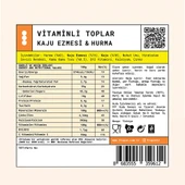 Kids Hindistan Cevizi Kaplı Kaju Ezmeli  Hurmalı Vitaminli Toplar 80 gr - 3