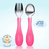 Paslanmz Çelik Çatal Kaşık Seti Pembe - 3