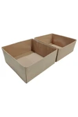Balkan Room 2'li Bej Çekmece Içi Düzenleyici Organizer Set - Çok Amaçlı Dolap Içi Kutu Seti ( 28*28*13cm ) - 1