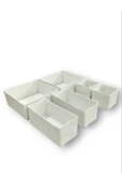 Balkan Room 6'lı Beyaz Çekmece Içi Düzenleyici Organizer Set - Çok Amaçlı Dolap Içi Kutu Seti - 1