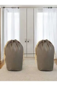 Balkan Room Kahverengi Büzgülü Hurç 2'li Set L 72x62cm - Taşınma Çantası - Yorgan Yastık Çamaşır Saklama Torbası thumbnail 1