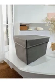 Balkan Room 3 Adet Antrasit Kapaklı Dolap İçi Düzenleyici Kutu Çok Amaçlı Saklama Kutusu Large 30x20x20 cm - 4