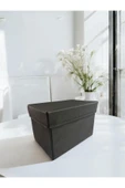 Balkan Room 3 Adet Siyah Kapaklı Dolap İçi Düzenleyici Kutu Çok Amaçlı Saklama Kutusu Large 30x20x20 cm - 4