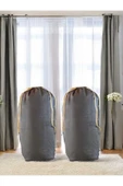 Balkan Room Kahverengi Büzgülü Hurç 2'li Set XL 86x62cm - Taşınma Çantası -Yorgan Yastık Çamaşır Saklama Torbası - 1