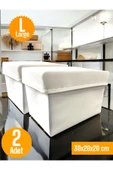 Balkan Room 2 Adet Beyaz Kapaklı Dolap İçi Düzenleyici Kutu Çok Amaçlı Saklama Kutusu Large 30x20x20 cm - 1