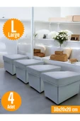 Balkan Room 4 Adet Gri Kapaklı Dolap İçi Düzenleyici Kutu Çok Amaçlı Saklama Kutusu Large 30x20x20 cm - 1