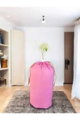 Balkan Room Pembe Büzgülü Hurç XLarge 86x62 cm - Taşınma Çantası - Yorgan Yastık Çamaşır Saklama Torbası thumbnail 1