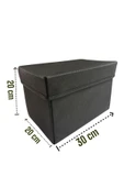 Balkan Room 3 Adet Siyah Kapaklı Dolap İçi Düzenleyici Kutu Çok Amaçlı Saklama Kutusu Large 30x20x20 cm - 3