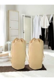 Balkan Room Bej Büzgülü Hurç 2'li Set XLarge 86x62cm - Taşınma Çantası - Yorgan Yastık Çamaşır Saklama Torbası thumbnail 1