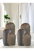 Balkan Room Kahverengi Büzgülü Hurç 6'lı Set - 2XXL,2XL,2L-Taşınma Çantası-Yorgan Yastık Çamaşır Saklama Torbası - 1