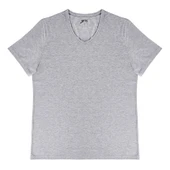 Brix Erkek Elastan V Yaka Tshirt Gri L - 1