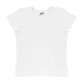 Brix Kadın Viskon V Yaka Tshirt Beyaz S - 1