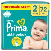 Prima Aktif Bebek Ekonomik Paket 2 Beden 4-8 Kg 72 Adet - 1