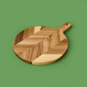 Akasya Yuvarlak Kesim Tahtası - Kahverengi - 30 cm - 1