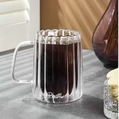 Stripe Long Çift Cidarlı Kupa - Şeffaf - 280 ml - 3