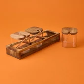 Akasya Cam Baharatlık Seti - Kahverengi / Şeffaf - 3