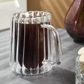 Stripe Long Çift Cidarlı Kupa - Şeffaf - 280 ml - 1