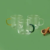 Glassware Renkli Kulplu Borosilikat Cam Kupa - Asorti - 320 ml - 2