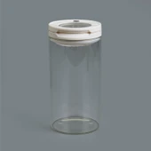 Vakumlu Cam Kavanoz - Şeffaf / Beyaz - 600 ml - 1