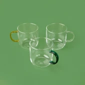 Glassware Renkli Kulplu Borosilikat Cam Kupa - Asorti - 320 ml - 1