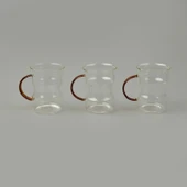 Keyif 3'lü Renkli Kulplu Cam Kupa - Renkli - 200 ml - 2