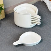 Ella 6'lı Köşeli Porselen Sosluk - Beyaz - 8 cm - 1