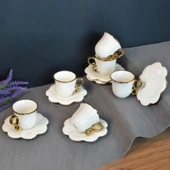 Jessica 6'lı Kahve Fincanı - Beyaz / Sarı - 1