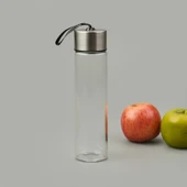H2O Metal Kapaklı Cam Matara - Şeffaf / Gri - 450 ml - 2