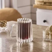 Stripe Long Çift Cidarlı Kupa - Şeffaf - 280 ml - 2