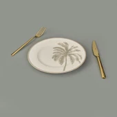 Kitchen Palm Tatlı ve Kahvaltı Tabağı - Krem / Bej - 21 cm - 2