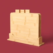 Piero 3'lü Stantlı Kesme Tahtası - Açık Kahverengi - 27 cm - 1