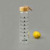 H2O Fit Bambu Kapaklı Cam Matara - Şeffaf / Açık Kahverengi - 1 lt - 2