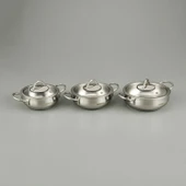 Stone Güveç Sahan Seti - Inox - 14-16-18 cm - 2