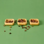 3'lü Kare Bambu Çerezlik Seti - Kahverengi - 9,5 cm - 1