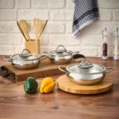 Stone Güveç Sahan Seti - Inox - 14-16-18 cm - 1