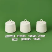 3'lü Porselen Ring Küçük Baharatlık - Beyaz / Siyah - 2