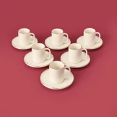 Porselen 12 Parça Altın Yaldızlı Kahve Fincan Seti - Beyaz - 2