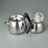 Aquamarine Orta Boy Çaydanlık - Inox / Siyah - 1 lt + 2,1 lt - 2