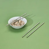 Çelik Yemek Çubuğu - Gri - 22,5 cm - 2