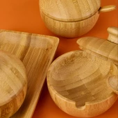 Bambu Baharatlık Seti - Açık Kahverengi - 3